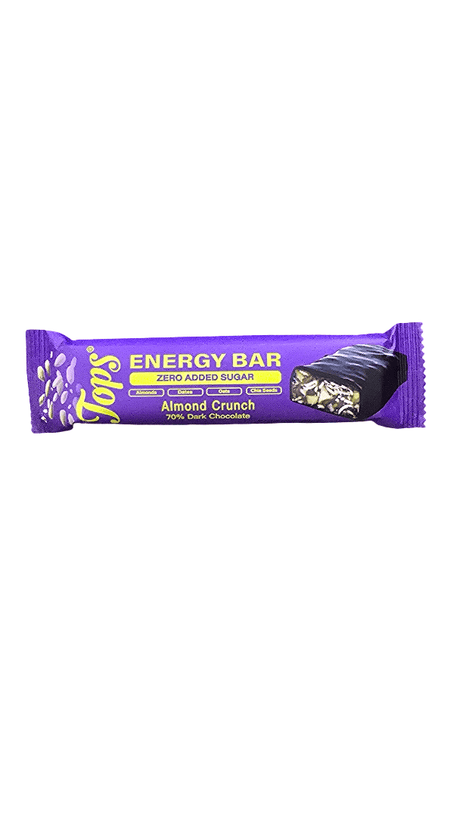 Tops Energy Almond Crunch Dark Chocolate 50g Zero Added Sugar - 2kShopping