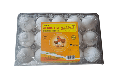 Noor Al Khaleej Eggs Large White 15pcs | نور الخليج بيض حجم كبير - 2kShopping