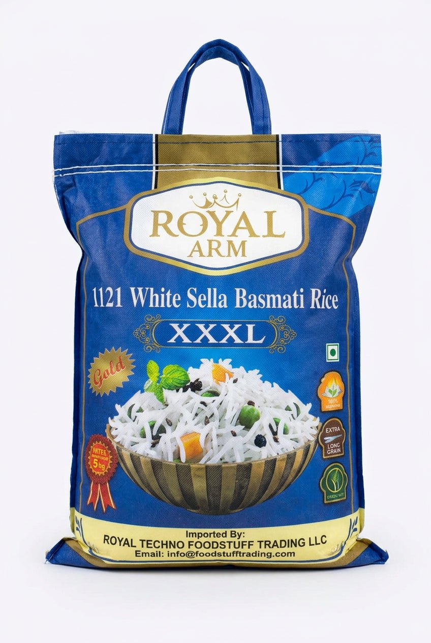 Royal Arm 1121 White Sella Basmati Rice XXXL Gold 5Kg | رويال ارم أرز بسمتي سيلا أبيض - 2kShopping