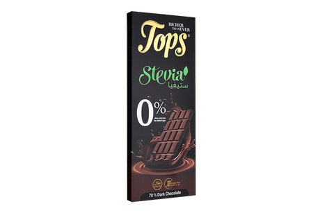 Tops Chocolate Bar Dark Sugar - Free Stevia 50g | توبس شوكولاتة داكنة خالية من السكر ستيفيا - 2kShopping