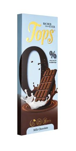 Tops Chocolate Bar Milk Sugar - Free 50g | توبس شوكولا بالحليب بدون سكر - 2kShopping