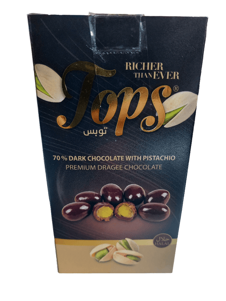 Tops Dragee Pecan Pistachio Dark Chocolate 125g | توبس دراجيه البيكان بالشوكولاتة الداكنة والفستق - 2kShopping