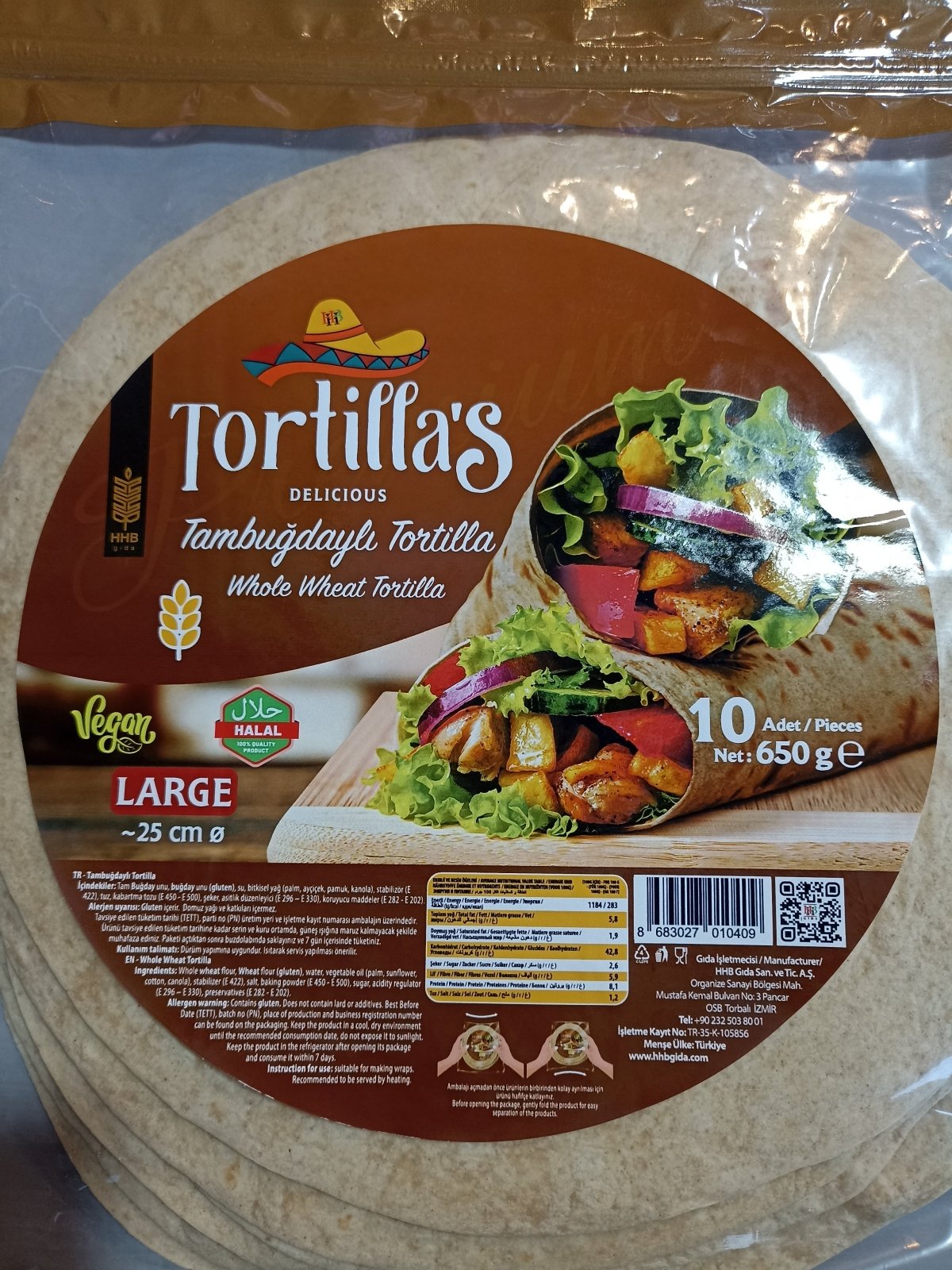 Tortilla's Whole Wheat Large Bread Pack of 10 | تورتيلا القمح الكامل كبير - 2kShopping