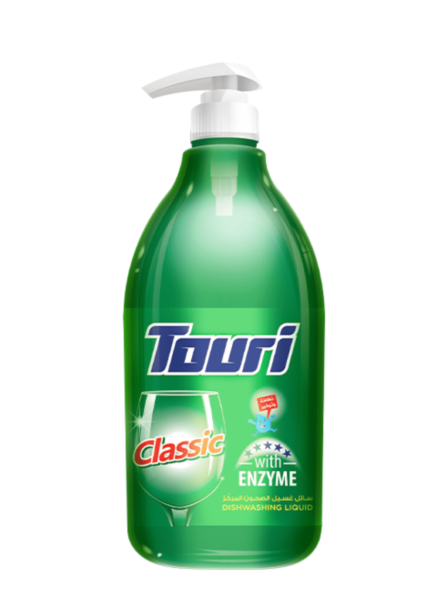 Touri Dishwashing Liquid 1500ml Classic | توري سائل جلي كلاسيك مع عرض ليفة - 2kShopping