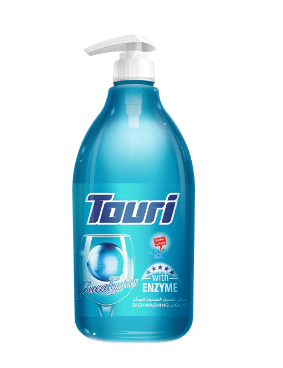 Touri Dishwashing Liquid 1500ml Eucalyptus | توري سائل جلي اوكالبتوس مع عرض ليفة - 2kShopping