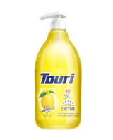 Touri Dishwashing Liquid 1500ml Lemon | توري سائل جلي ليمون مع عرض ليفة - 2kShopping