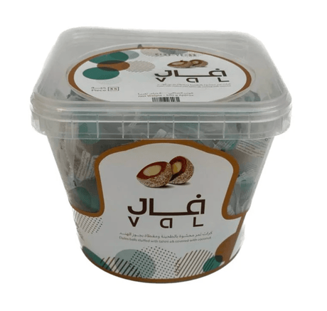 Val Dates Balls Stuffed with Tahini & Covered with Coconut 500g | فال كرات التمر مغطاة بجوز الهند - 2kShopping