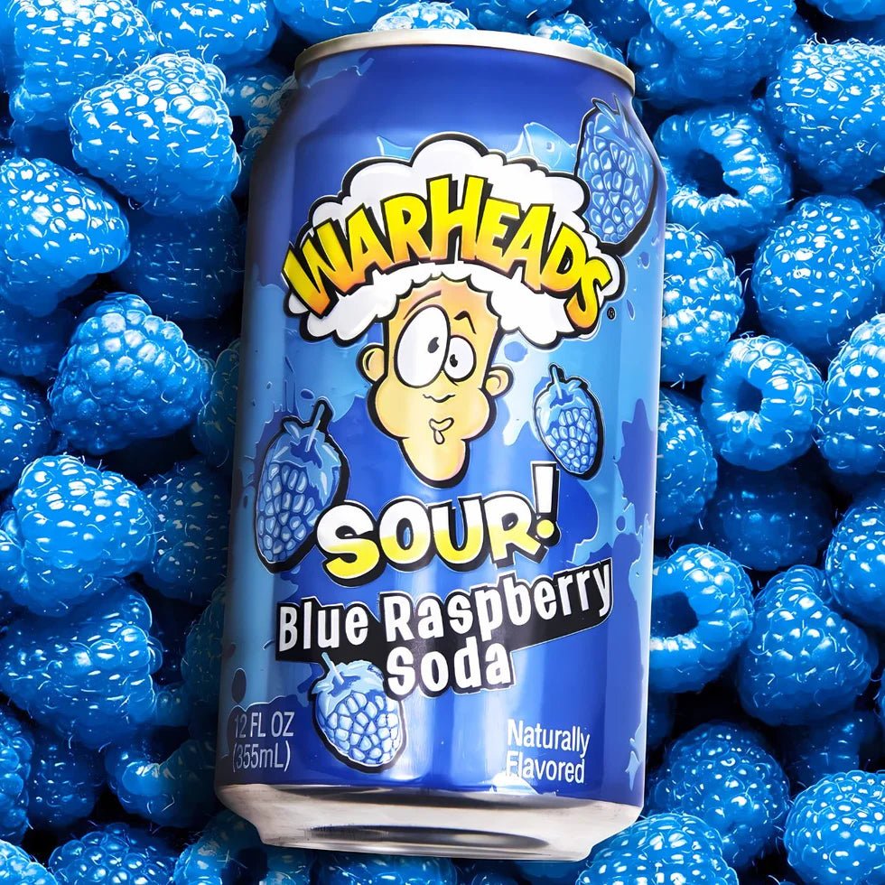 Warheads Sour Blue Raspberry Soda 355ml | وور هيدز مشروب بنكهة التوت الأزرق الحامض - 2kShopping