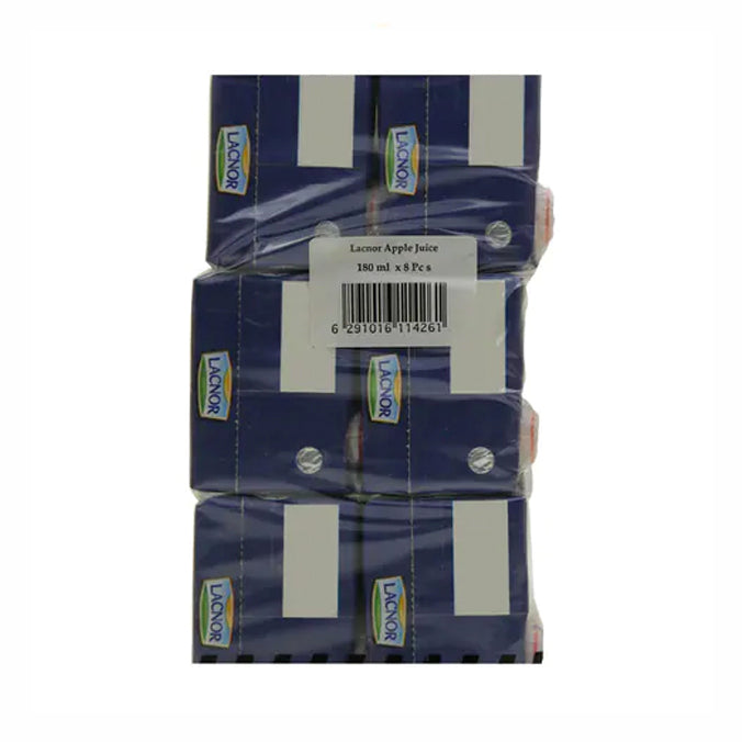 Lacnor Essentials Apple Juice 180ml  Pack of 8|عصير لاكتور تفاح علبه ٨ حبات
