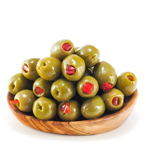 Al Nabulsi Green Olives with Sweet Pepper 500g | النابلسي زيتون أخضر بالفليفلة - 2kShopping