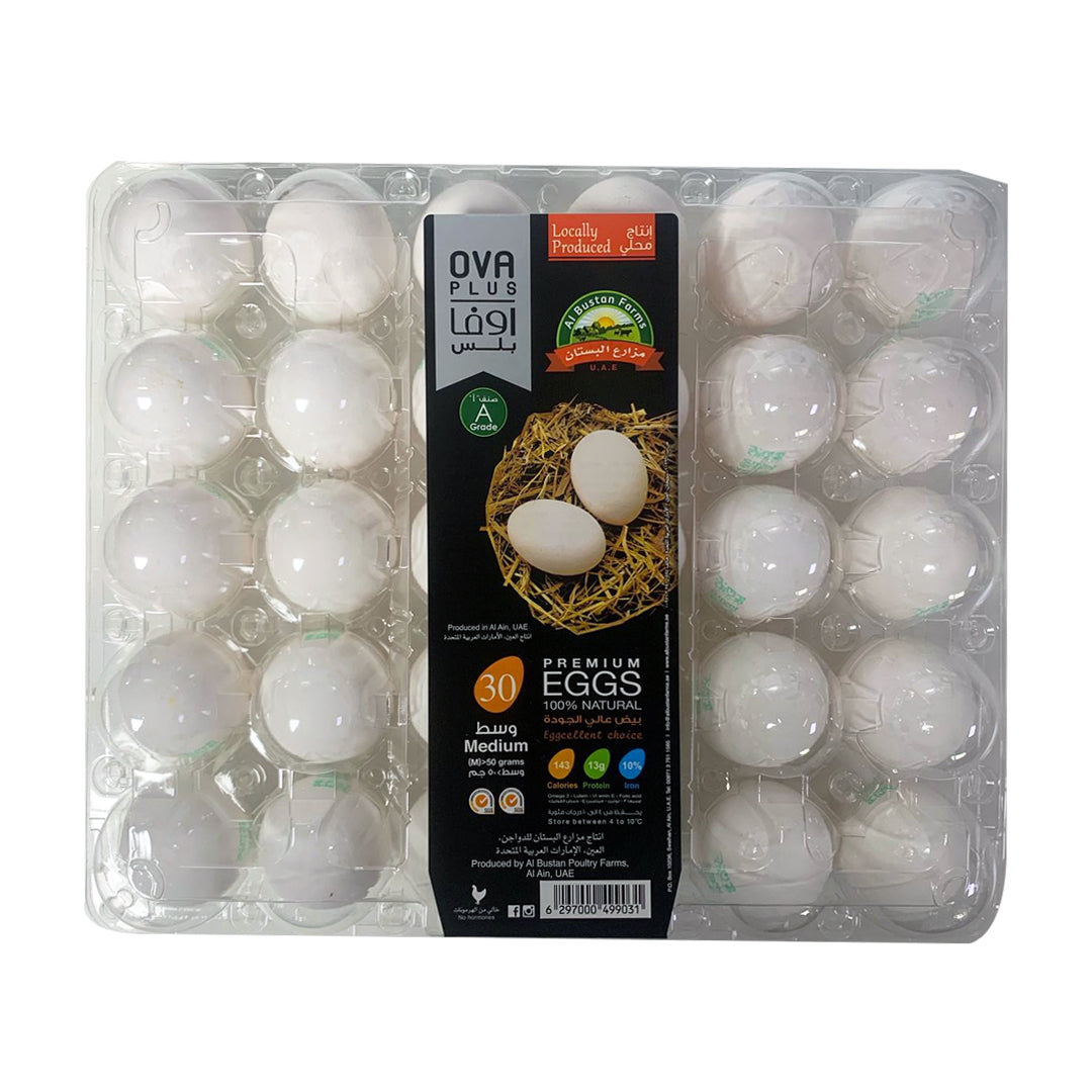 Ova Plus Medium White 30 Eggs | أوفا بلس بيض