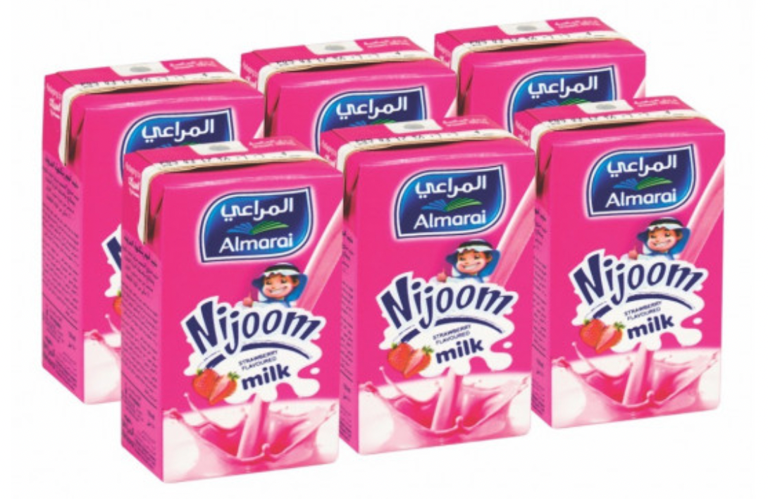 Almarai Nijoom Strawberry Milk 200ml Pack of 6 | نجوم حليب الفراولة